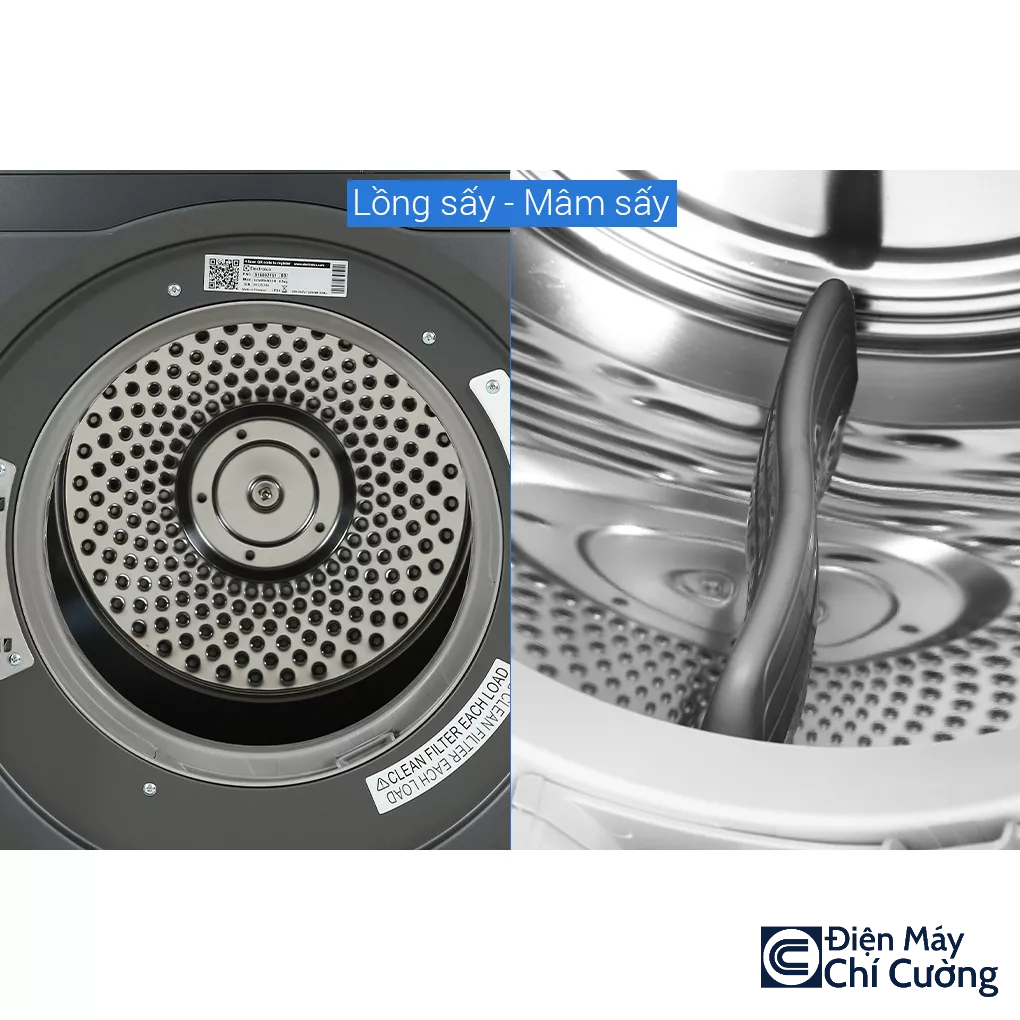 Máy Sấy Thông Hơi Electrolux 8.5kg UltimateCare 300 EDV854N3SB Màu Xám 8.5kg - Lồng giặt chuyển động luân phiên, giảm nhăn đến 32%, giảm hao mòn, giảm phai màu tới 80% [Hàng chính hãng]