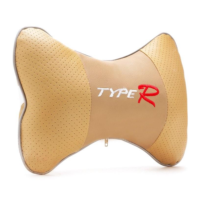 Bộ 2 gối đầu ghế xe bọc nỉ Type R và 1 chổi lau dọn nội thất ô tô Tienich168 TI139