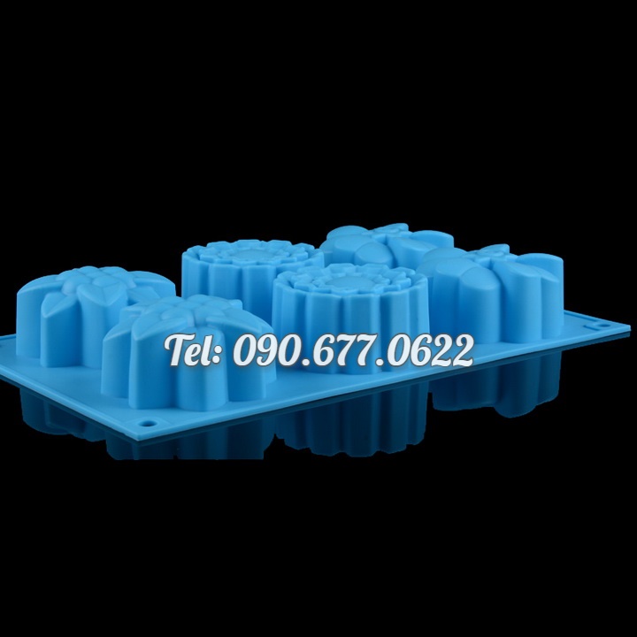 Khuôn silicone làm bánh, rau câu, khuôn trung thu 6 hoa các loại – Mã số 1337