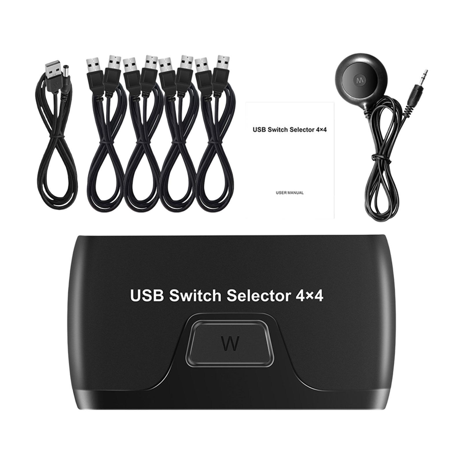 KVM Switch Box 4 Port for PC Sharing Portable Professional for Keyboard