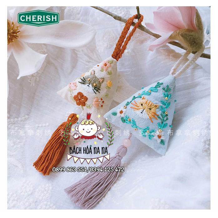 Bộ Kit gói nguyên liệu tự thêu handmade Túi thơm BÁNH Ú - MÈO MAY MẮN DIY May vá khéo tay CÓ NHÂN THƠM - Bách hóa Na na