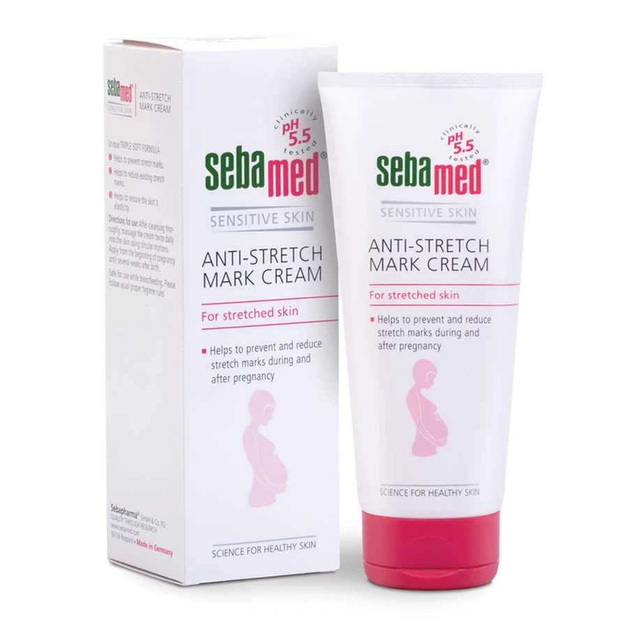 Kem Ngăn Ngừa Và Chữa Rạn Da Cho Mẹ Bầu - Sau Sinh - Tăng Cân Sebamed Sensitive Skin Anti-Stretch Mark Cream ph5.5 Từ Đức Tuýp 200Ml