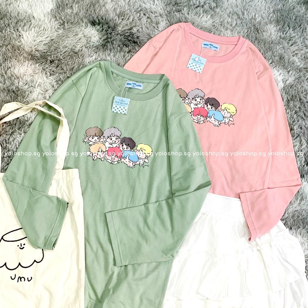 Áo Thun Tay Dài Unisex Form Rộng BTS Thu Đông