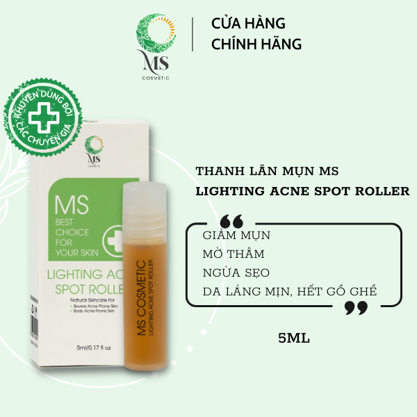 Thanh Lăn Mụn MS Lighting Acne Spot Roller (5ml), Hỗ Trợ Giảm Mụn, Mờ Vết Thâm, Thông Thoáng Lỗ Chân Lông - MỸ PHẨM MS COSMETIC