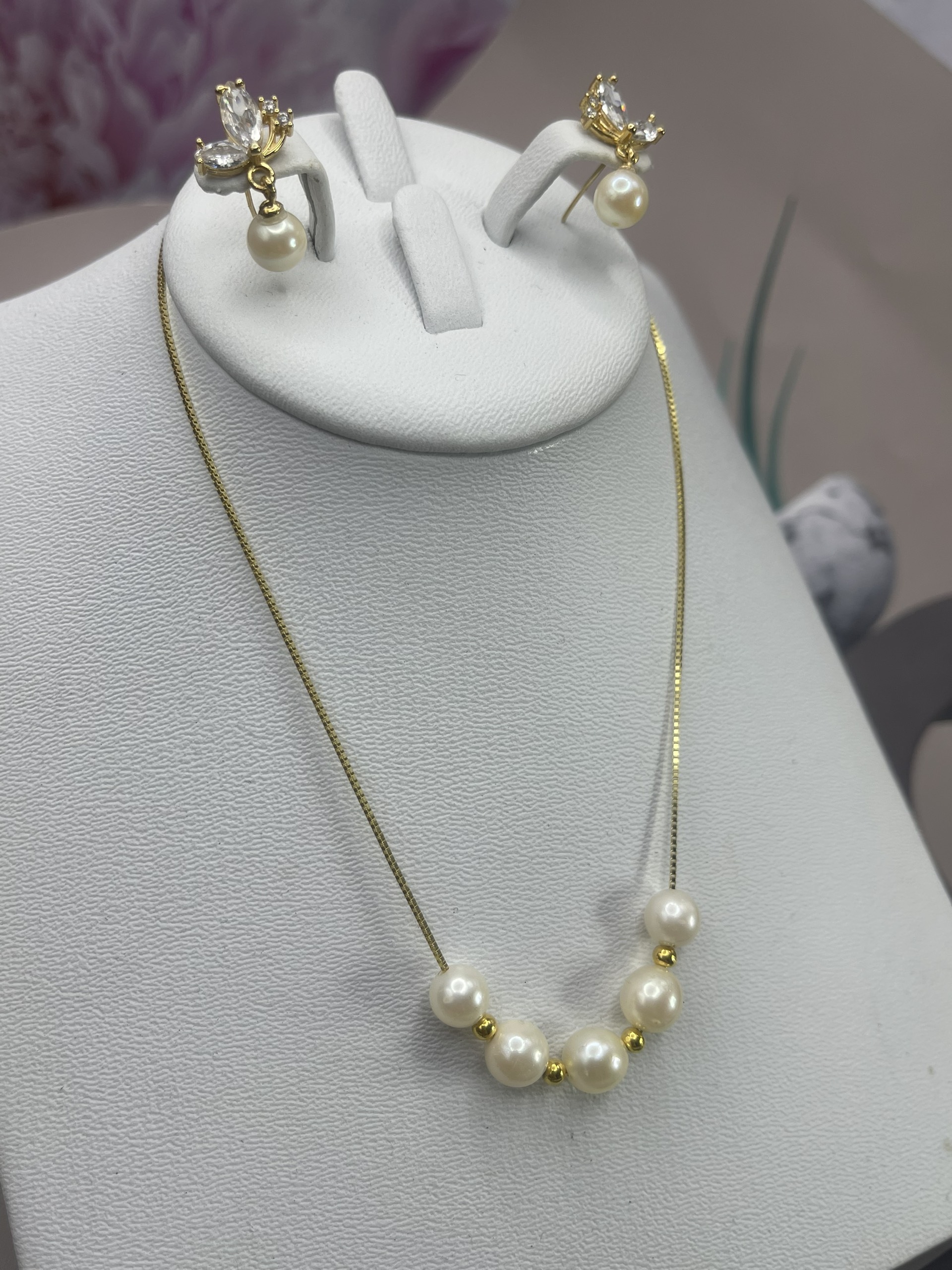 Dây chuyền Bạc 925 xi vàng và Trai mặn Akoya