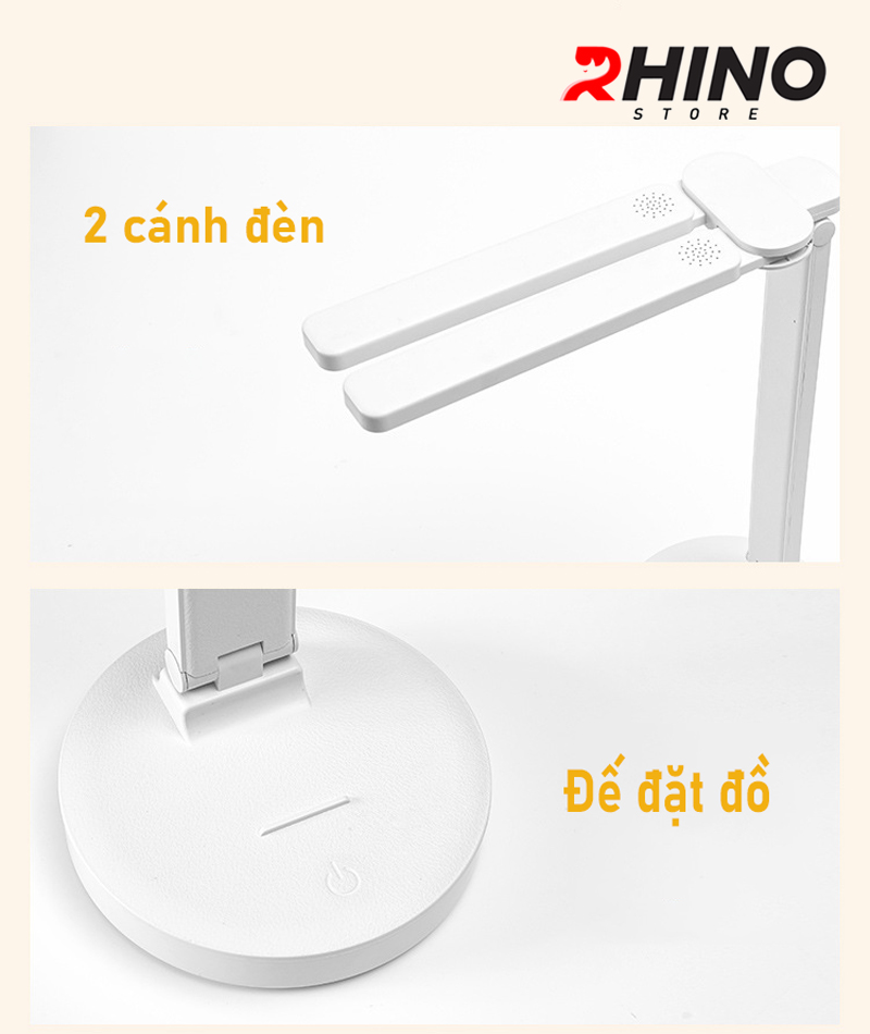 Đèn học LED 3 ánh sáng bảo vệ mắt chống cận cảm ứng Rhino L205, tích điện đa năng làm việc, để bàn học - Hàng chính hãng