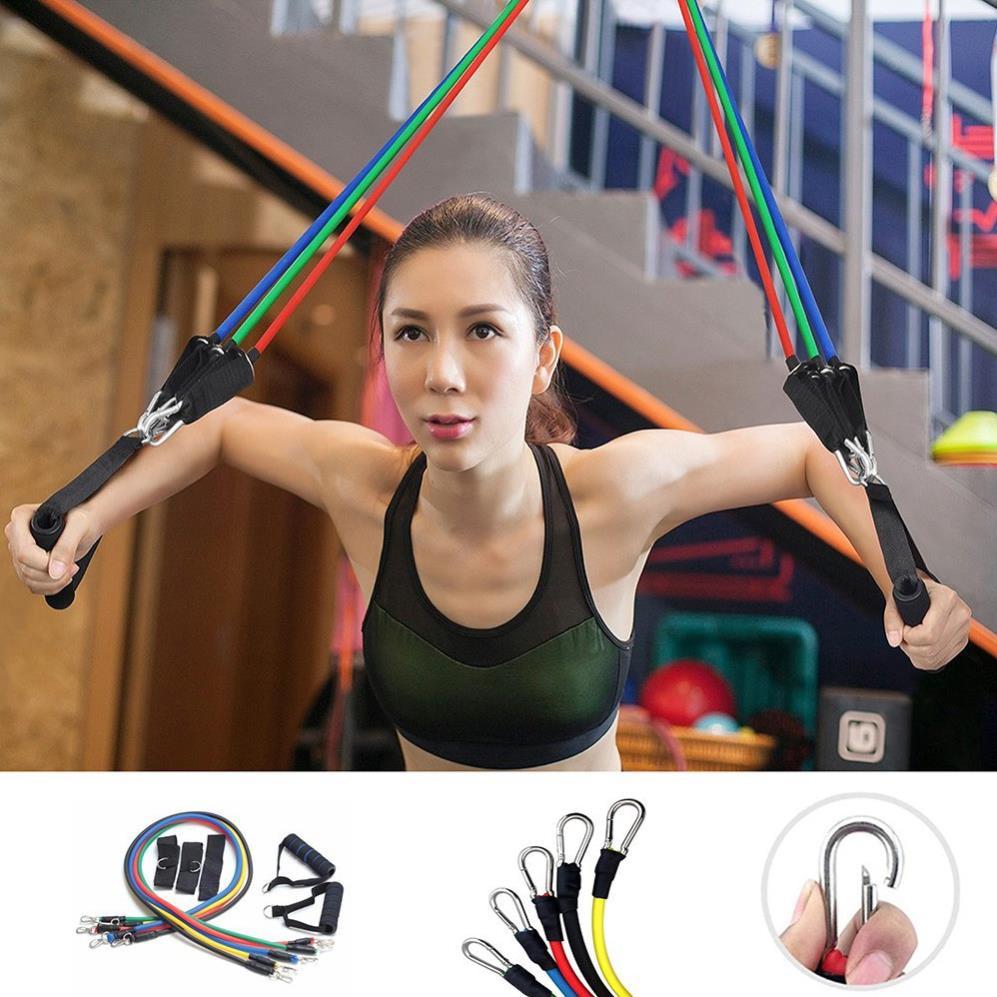 Bộ 5 dây ngũ sắc đàn hồi tập thể hình cao cấp - dụng cụ tập gym - thể thao