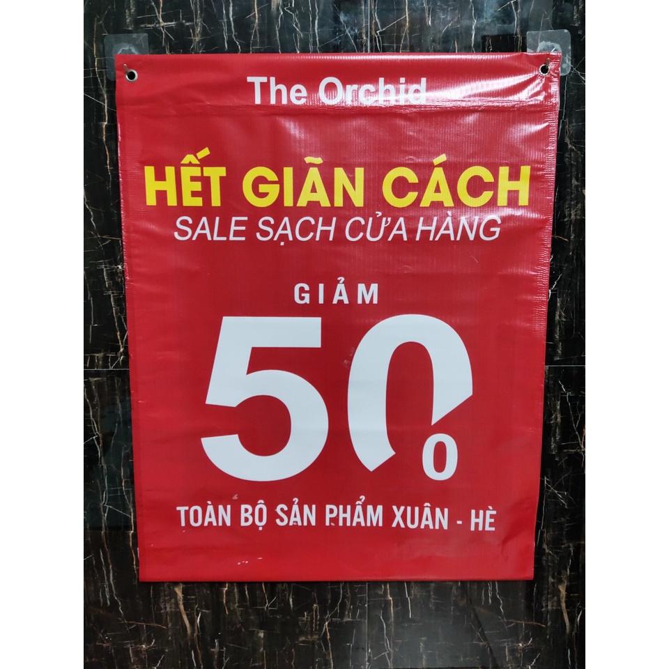 Băng rôn khai trương - In kỹ thuật số trên Loại vải bạt, đơn giá theo mét dài và theo khổ rộng.