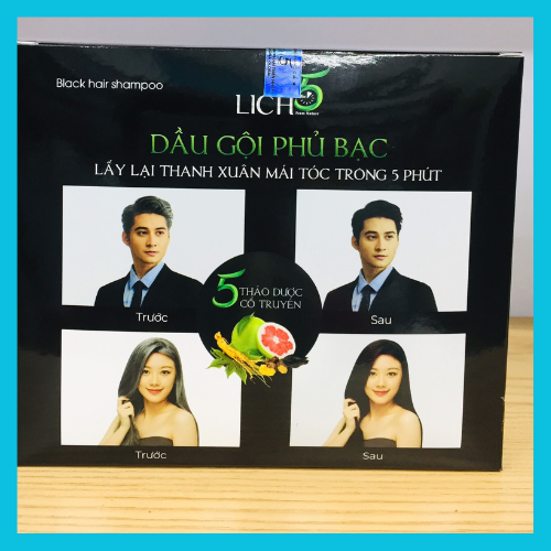 Dầu Gội Đen Tóc Thảo Dược LICH 5 - Thảo Dược Đen Tóc Cocayhoala  Hộp 10 gói