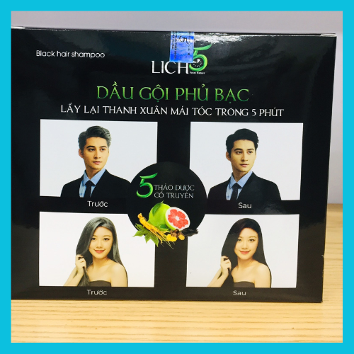 Dầu Gội Đen Tóc Thảo Dược LICH 5 - Thảo Dược Đen Tóc Cocayhoala (Mẫu Mới) Hộp 10 gói