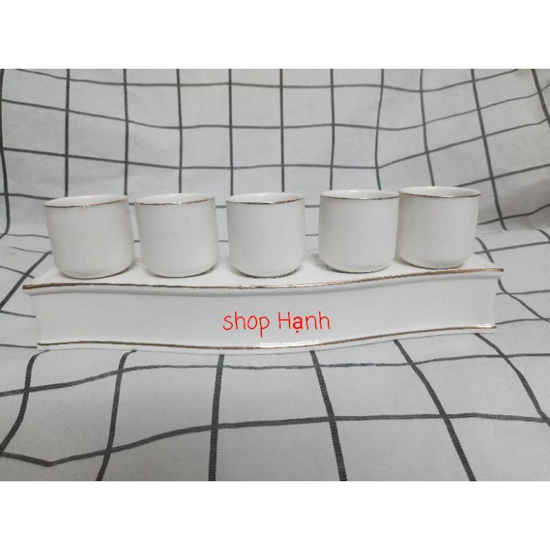 Bộ 5 chung Ông Địa Thần Tài sứ trắng cao cấp