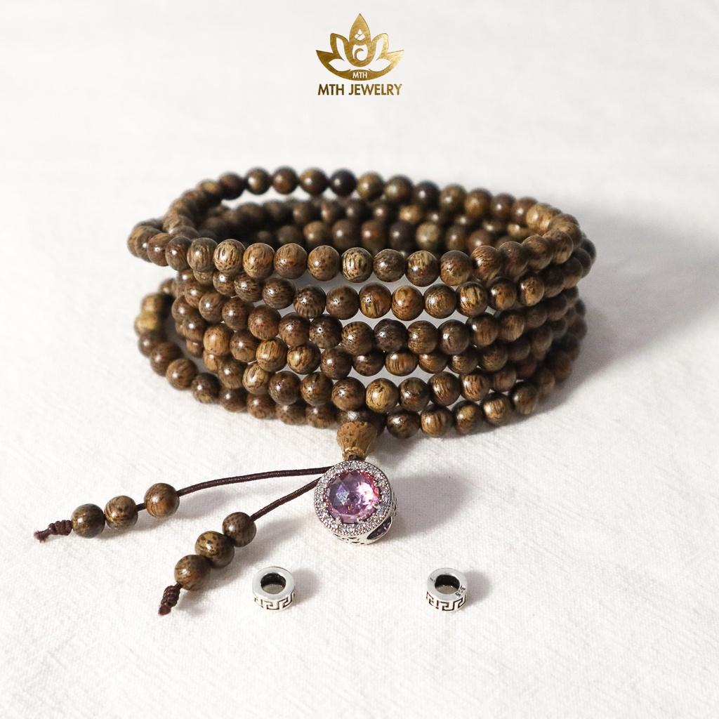 Vòng Tay Trầm Hương 216 Hạt 4mm MIX Charm Bạc S925