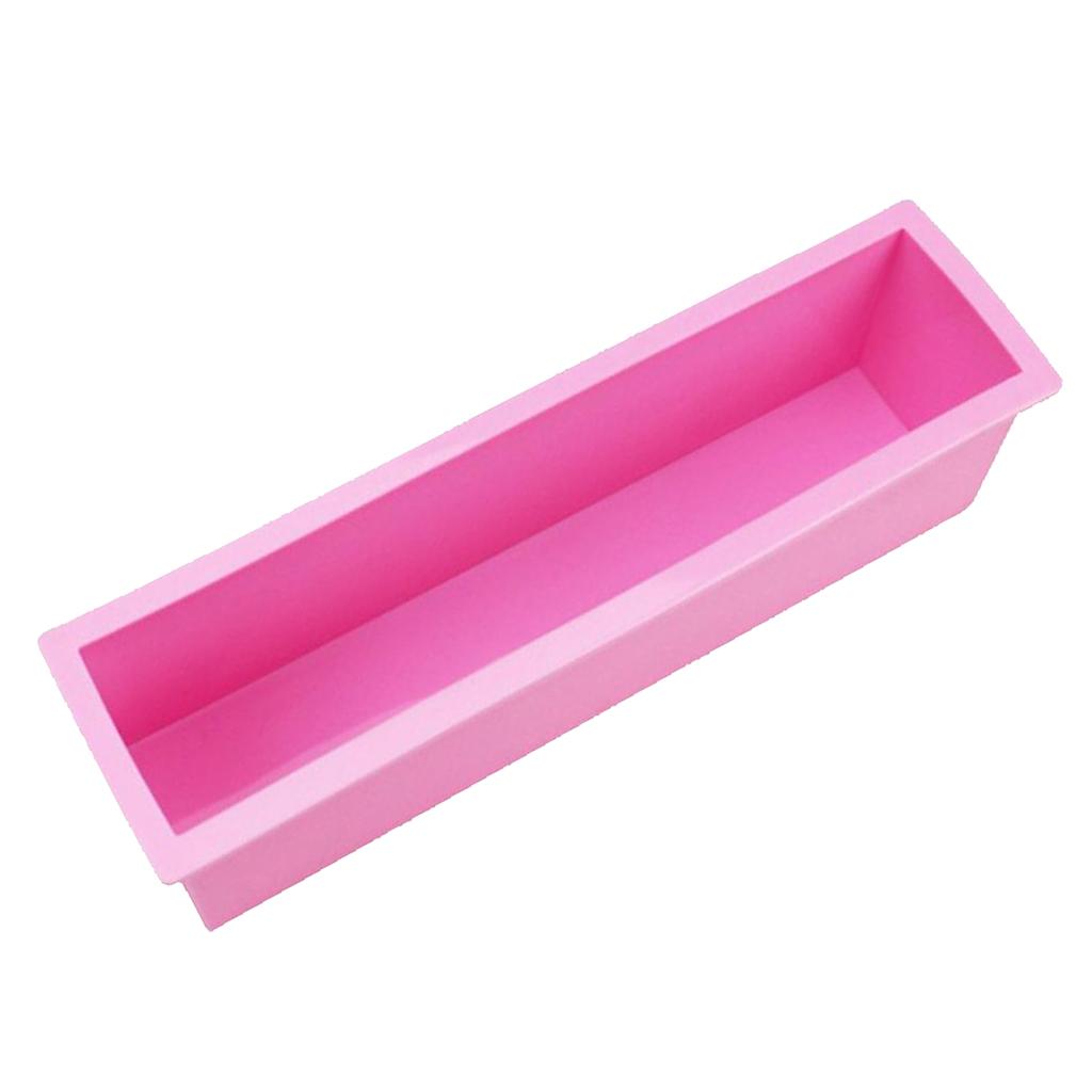 1200g Silicone Soap Loaf Mold Wooden Box DIY Making Tool BPA Free A Pink
