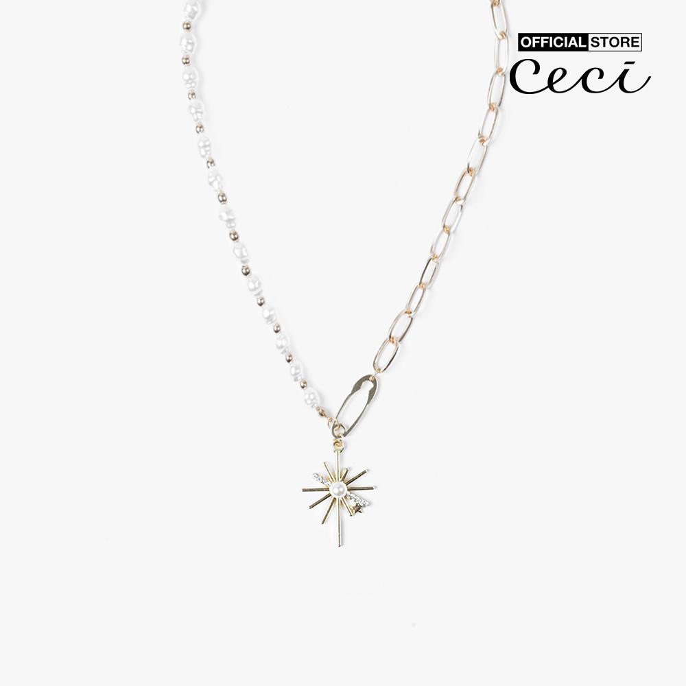 CECI - Dây chuyền nữ dạng chuỗi xích phối chuỗi ngọc độc đáo CC4-01000304-27