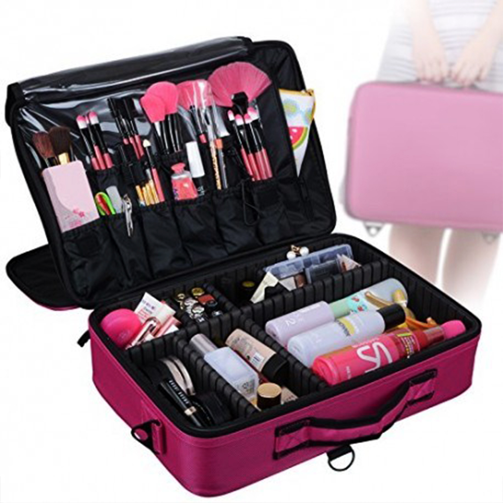 Cốp Vali 3 Lớp Vải Dù, Cỡ Lớn, Không Thấm Nước  Đựng Đồ Makeup, Nail, Nối Mi, Phun Xăm Tiện Lợi Chia Ngăn Linh Hoạt, Xếp Tùy Ý, Thông Minh, Đa Dụng, Độ Bền Cao, Tay Cầm Chắc Chắn, Có Dây Đeo, Hai Màu Thời Trang Tùy Chọn