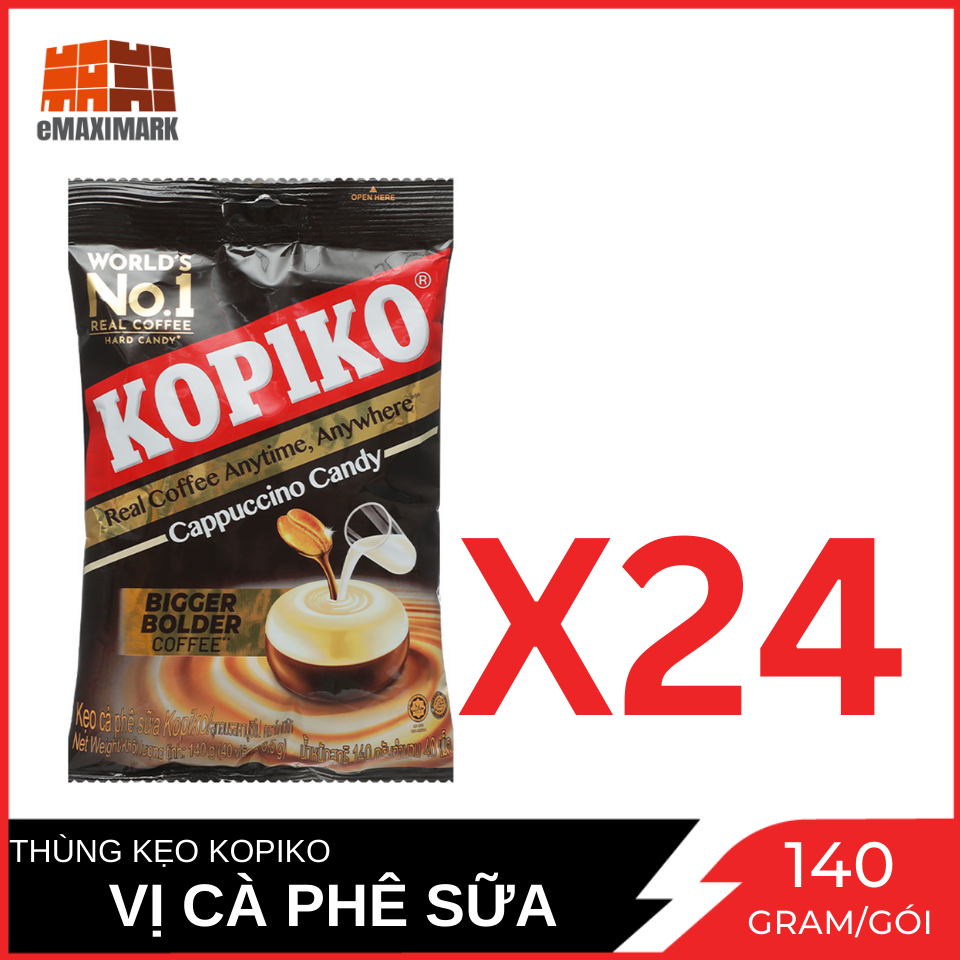 [Nguyên thùng] Kẹo cà phê Kopiko Cappuccino Bịch 150gX24