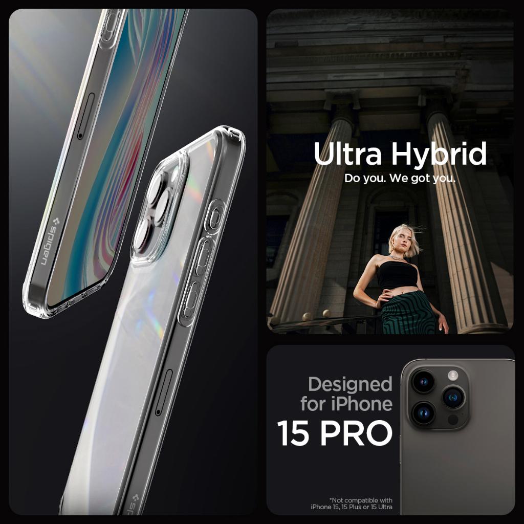 Ốp lưng Spigen cho iPhone 15/ 15 Plus/ 15 Pro/ 15 Pro Max Ultra Hybrid Crystal Clear - Hàng chính hãng