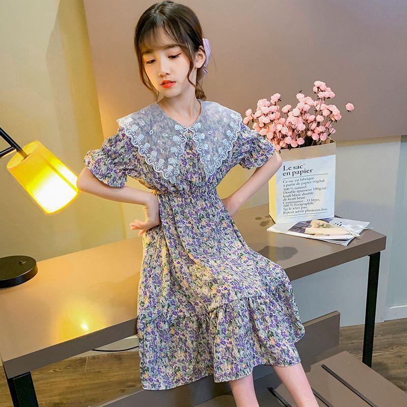 DONGSHOP HOT Cô gái ăn mặc mùa hè trang phục mùa hè 2022 tây váy công chúa cô gái hoa đầm đầm chiffon váy mùa hè