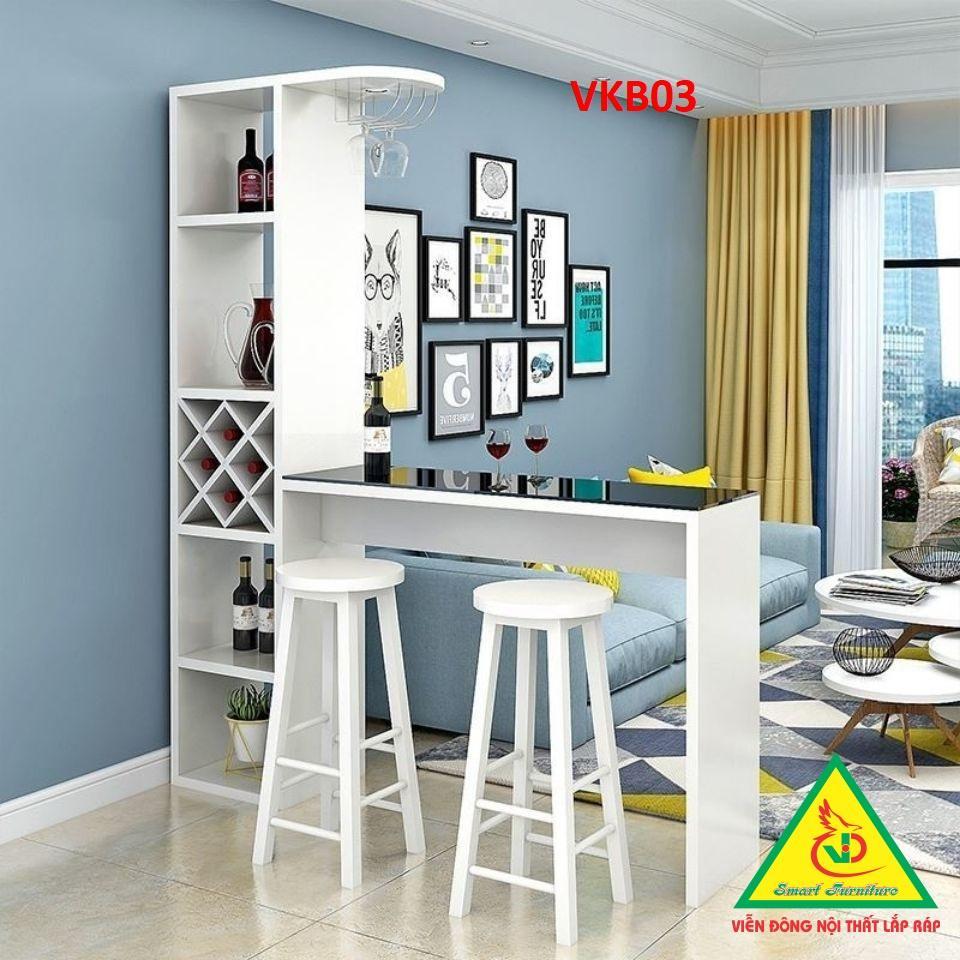 Hình ảnh Quầy bar, quầy bar mini, quầy bar nhà bếp kết hợp tủ rượu VKB03 ( không kèm ghế) - Nội thất lắp ráp Viendong Adv