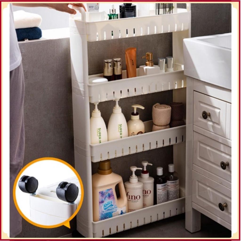 Kệ 4 tầng để đồ đa năng gắn tủ lạnh gắn máy giặt để nhà bếp tiện lợi đẹp mắt