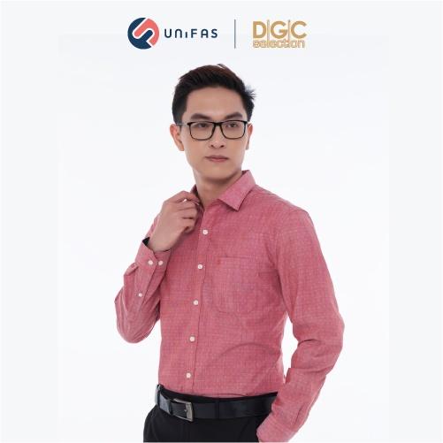 Áo sơ mi nam công sở dài tay DGC form dáng Regular fit phối họa tiết vải cotton cao cấp SASDCB09M