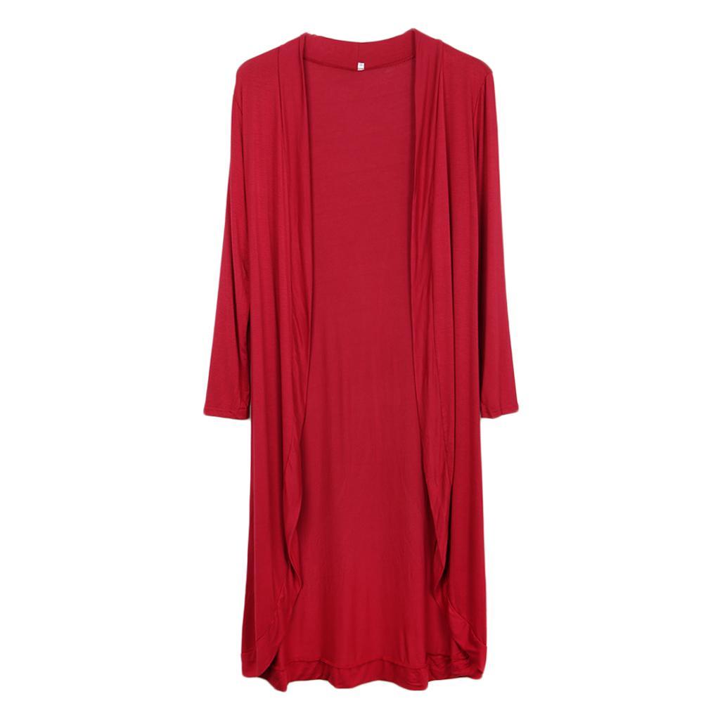 Women's Solid Kimono Cardigan Long Sleeve Loose Knee Length Sweater Blouse