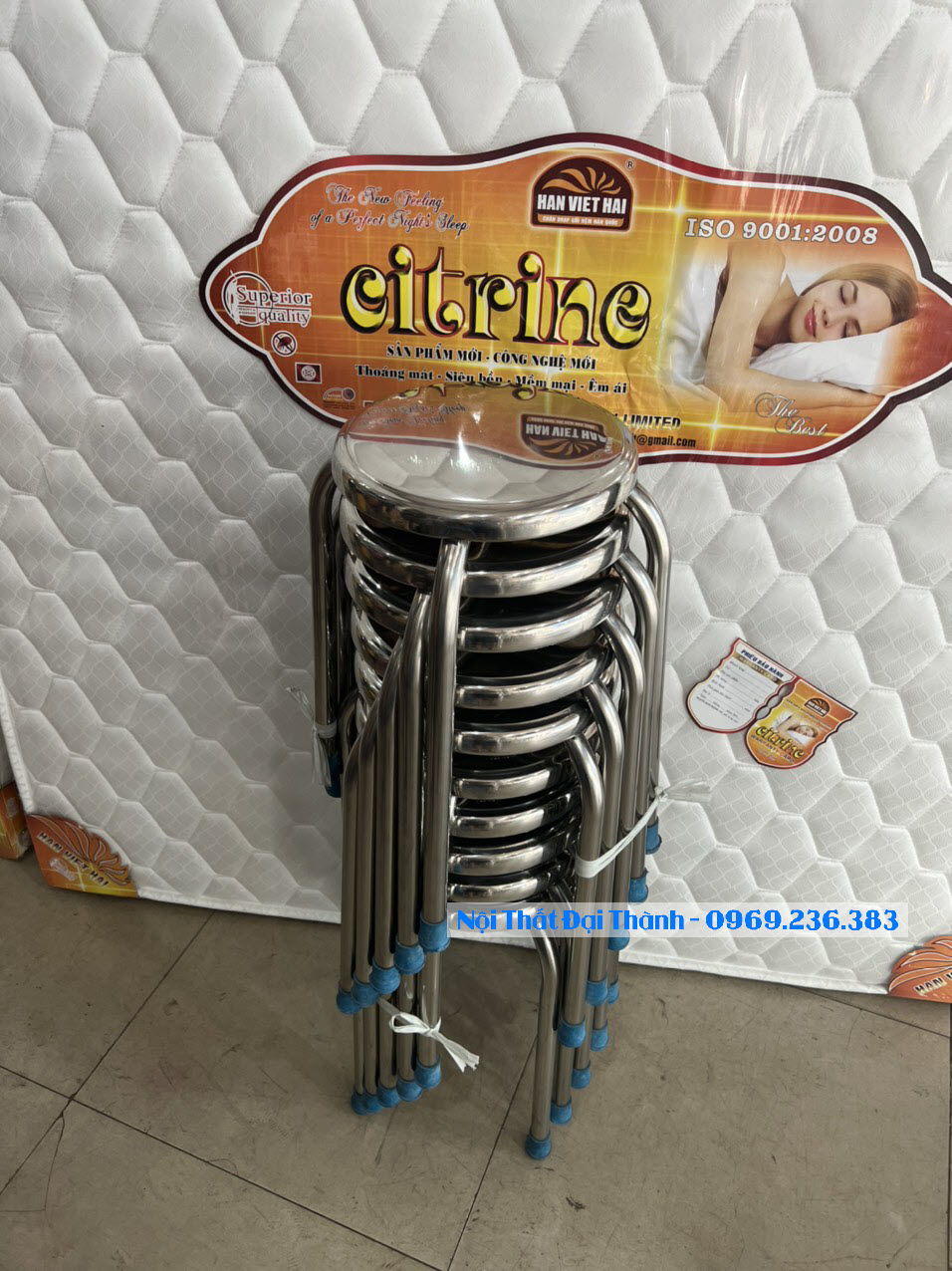 Ghế đẩu inox 304 chân cao loại cao cấp mẫu mới