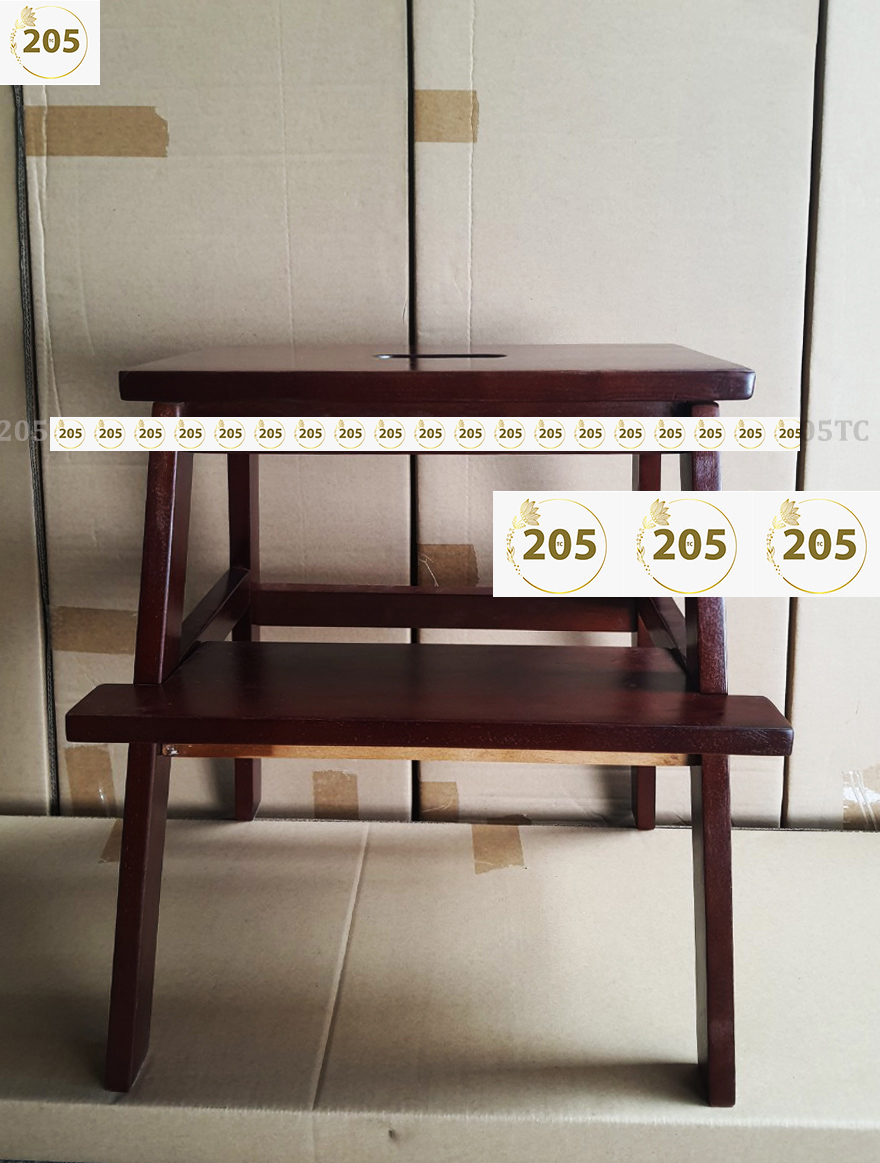 Ghế bậc thang 2 tầng bằng gỗ cao su 100% MÀU VÀNG - 205 TC WOODEN STOOL
