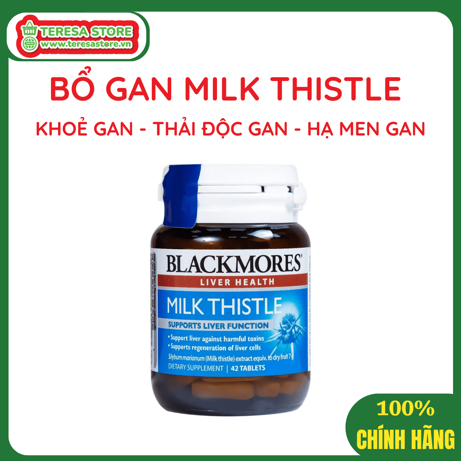 Viên Uống Thải Độc Gan Blackmores Milk Thistle Hộp 42 viên