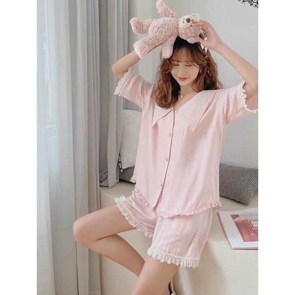 BỘ PIJAMA HỒNG DÁNG TIỂU THƯ XINH