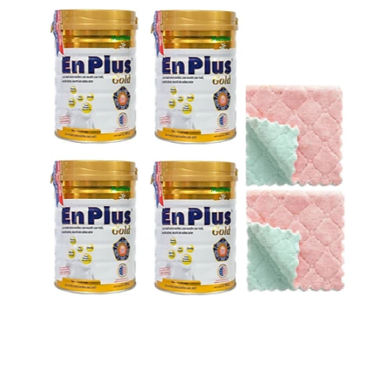 Combo 04 hộp Sữa bột  Enplus Gold 900 Gr của hãng nutifood : sữa bổ sung dinh dưỡng hàng ngày cho người trưởng thành, đặc biệt cho người bệnh, người vừa ốm dậy cần bồi bổ sức khỏe-Tặng ngay combo 02 khăn đa năng