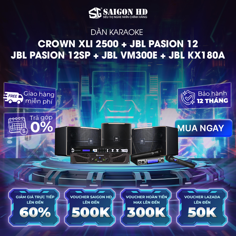 Dàn karaoke cao cấp CROWN XLI 2500 + JBL PASION 12 + JBL PASION 12SP + JBL VM300E + JBL KX180A - Hàng chính hãng, giá tốt