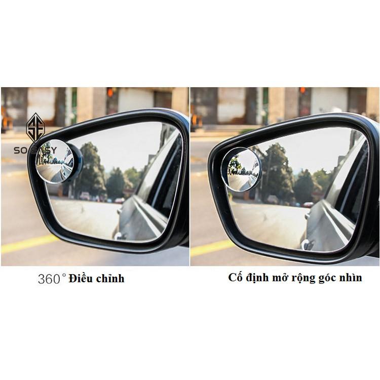 Bộ 2 gương cầu lồi 3 cm chiếu hậu xóa điểm mù xe hơi, ô tô, xe tải tăng độ an toàn, xoay 360 độ cố định( GCH01)