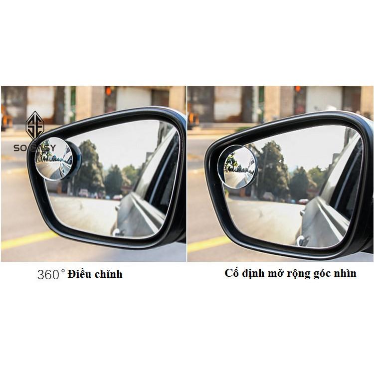 Bộ 2 gương cầu lồi 3 cm chiếu hậu xóa điểm mù xe hơi, ô tô, xe tải tăng độ an toàn, xoay 360 độ cố định