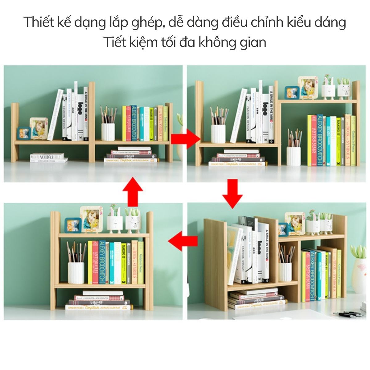 Kệ sách gỗ để bàn TIDO kệ đựng đồ thiết kế lắp ghép hiện đại chất liệu MDF phủ melamine cao cấp