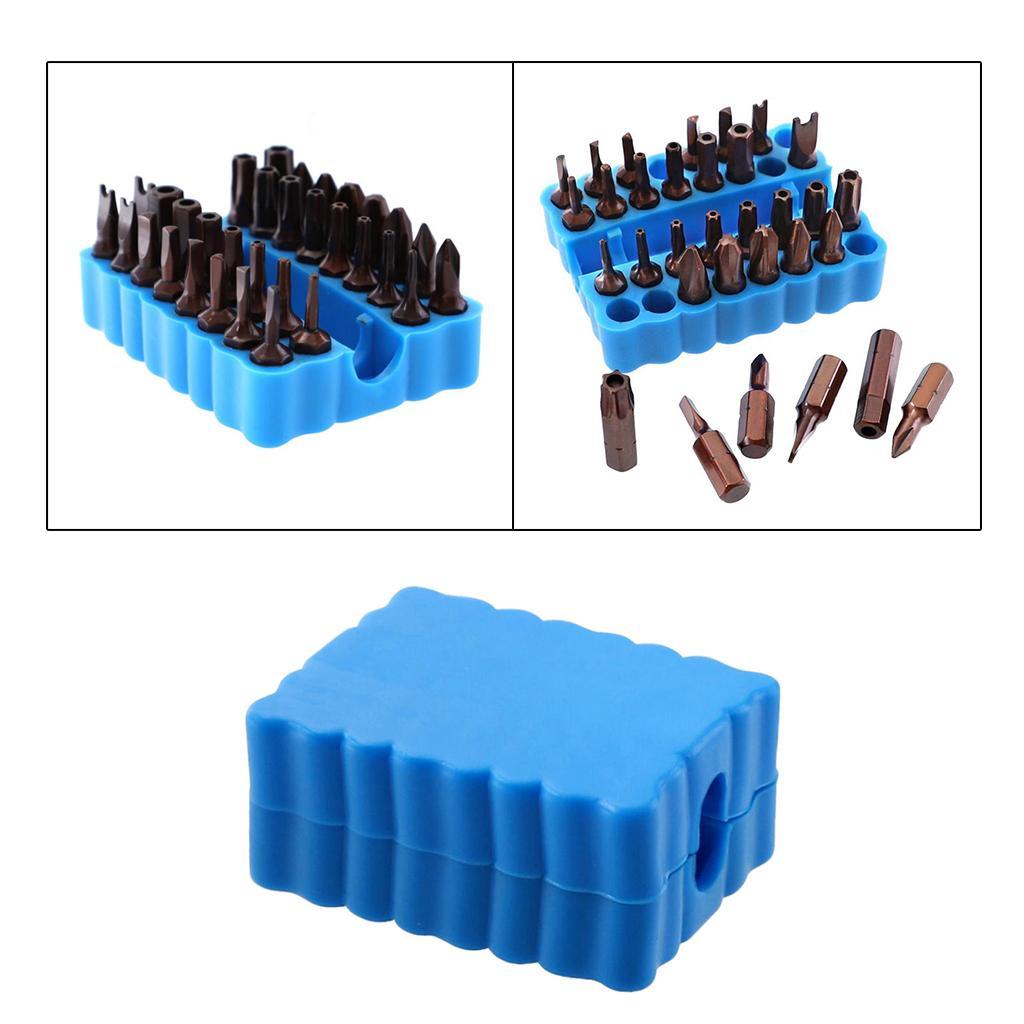Set of 2 32 Holes Plastic 1/4Inch Hex Shank Screw Bits Holder Storage Case