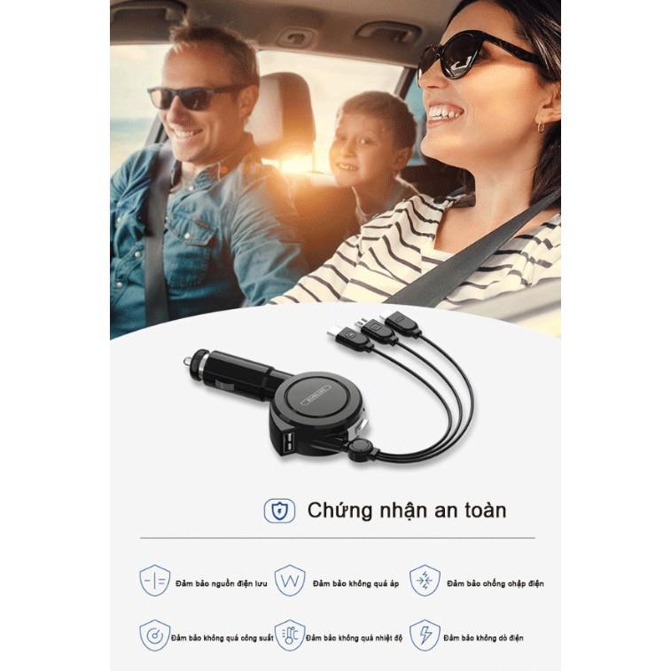Bộ Sạc điện thoại trên xe ô tô 3 trong 1