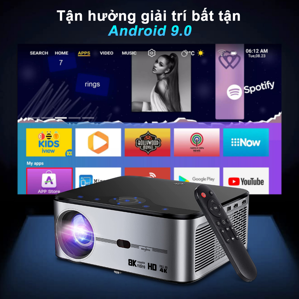 [HÀNG CHÍNH HÃNG GOOJODOQ] AC1024- Máy Chiếu Wifi 8k Full HD 1080p 15500 LM 16 GB Hỗ Trợ dành cho Android Bằng Đồng Bộ Màn Hình Smartphone 750ANSIN