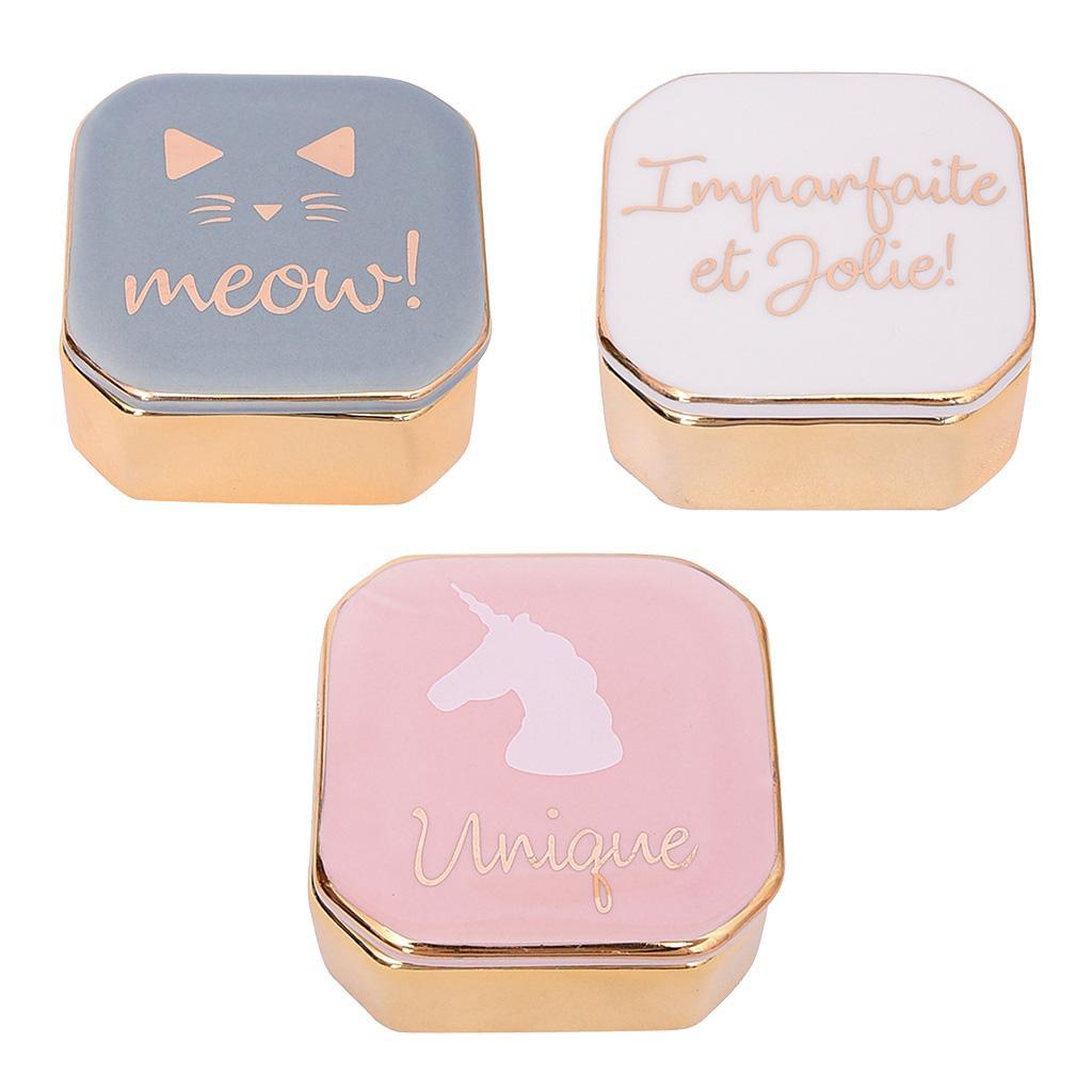 Mini Travel Jewelry Ceramic Box Cosmetic Makeup Display Organizer Case Pink
