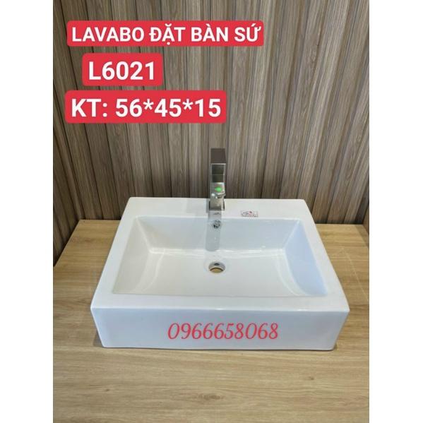 Lavabo sứ đặt bàn vuông men nano tuyết cao cấp KT 56*45*15