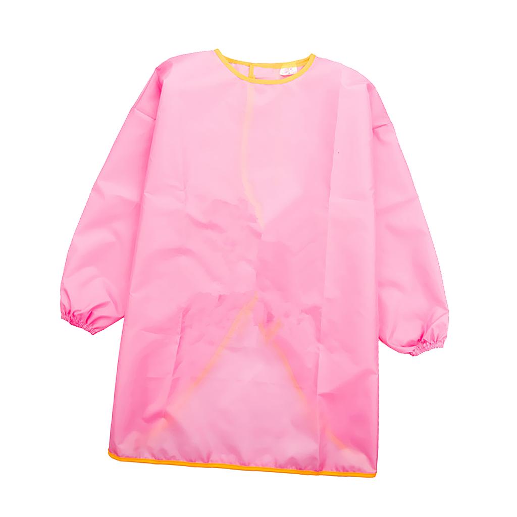 Kids Long Sleeve Apron Drawing Cooking Craft Art Smock Size S+M+L Pink