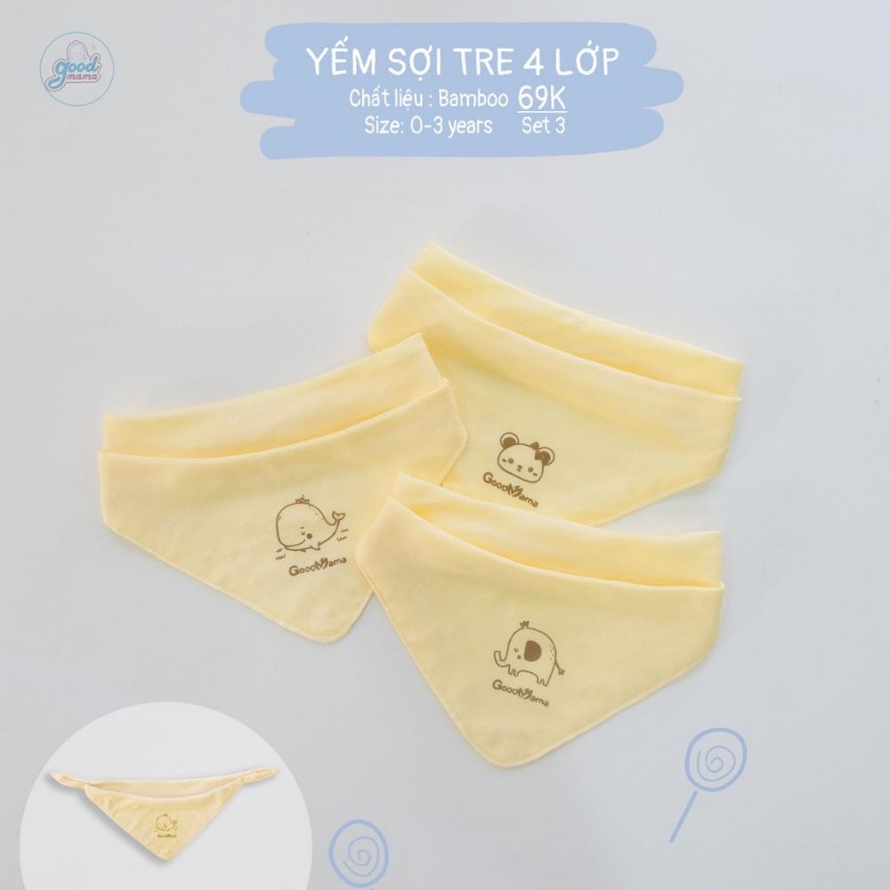 SET 3 khăn yếm sợi tre 4 lớp Goodmama