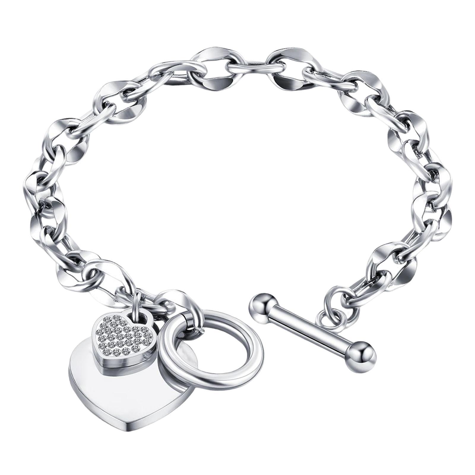 Love Heart Charm Pendant Bracelet Women Jewelry Anniversary Gift Stylish