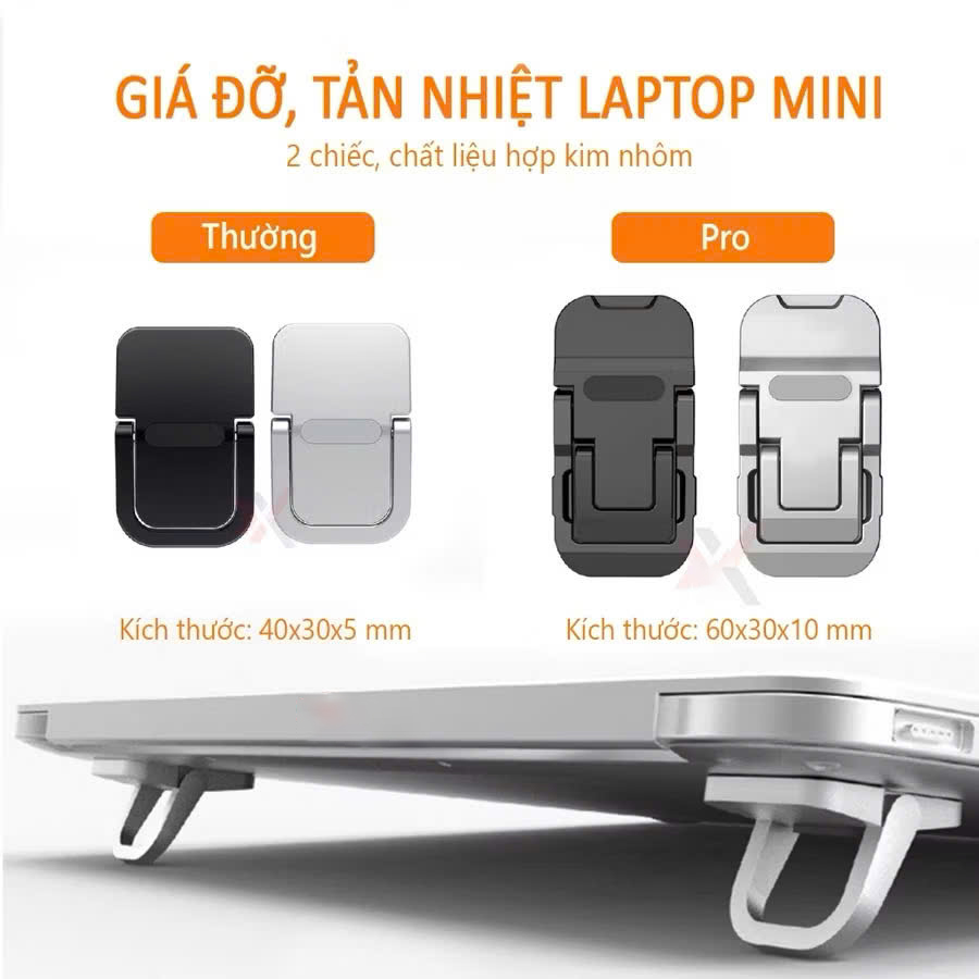 Giá đỡ giá kê tản nhiệt laptop mini siêu mỏng gấp gọn bằng kim loại 2 nấc điều chỉnh- Hàng chính hãng