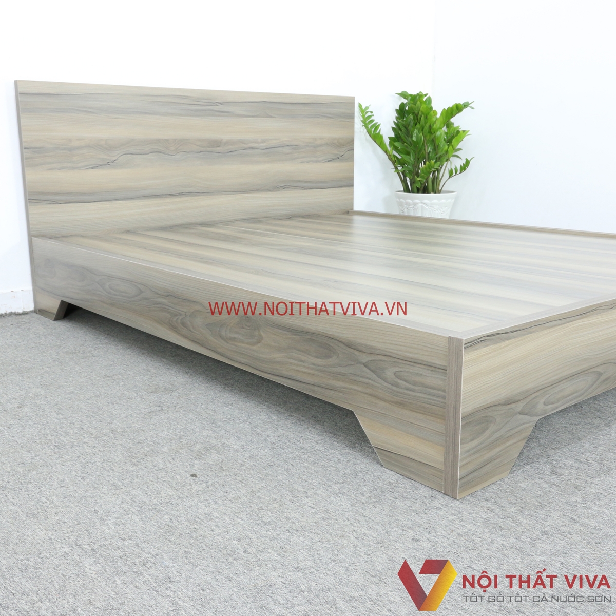 Giường Ngủ Gỗ Mdf Melamine Chân Cao Màu Nết