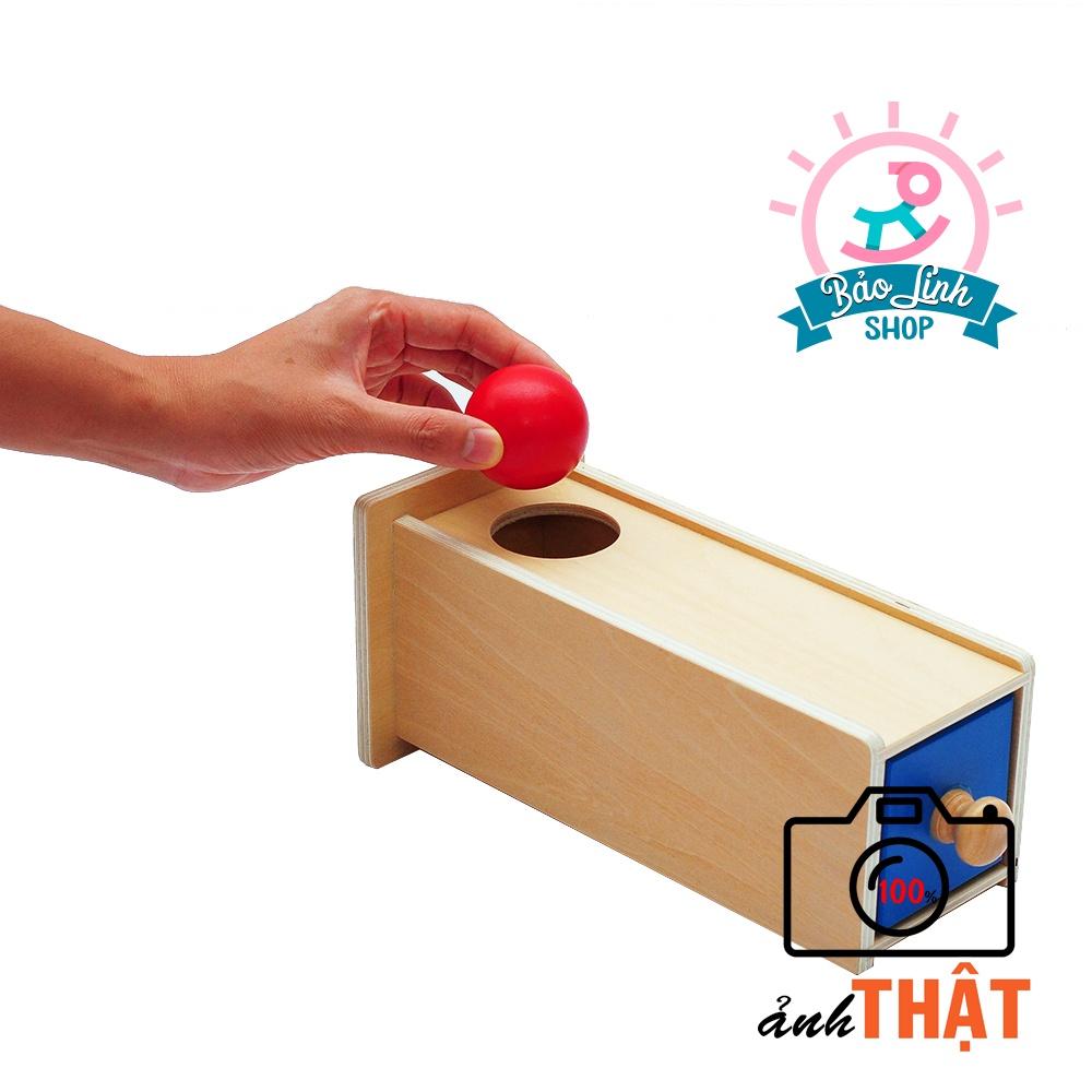 Giáo cụ Montessori 0-3 - Hộp thả bóng gỗ dài có ngăn kéo BẢN CAO CẤP cho bé 10-12 tháng tuổi phát triển trí tuệ