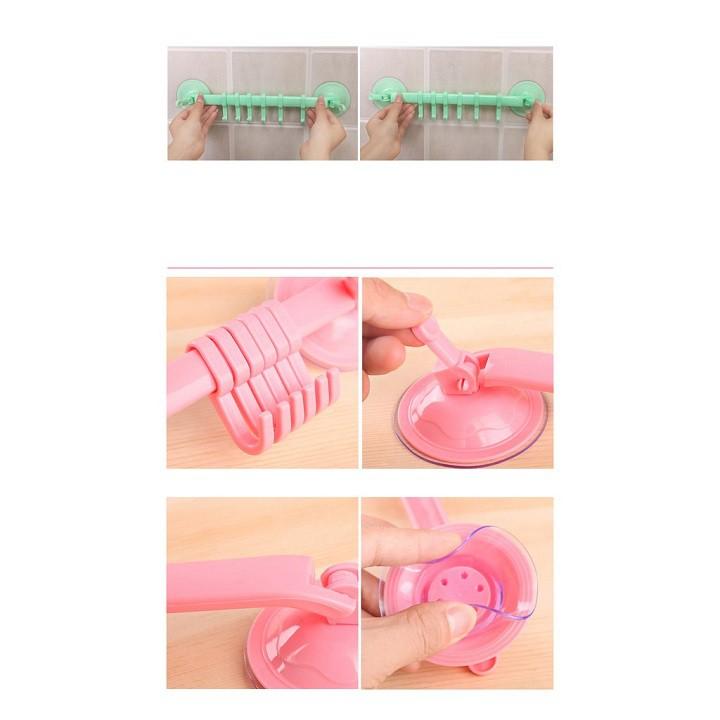 Combo 3 móc treo đồ hút chân không nhà bếp, nhà tắm đa năng nhựa PP