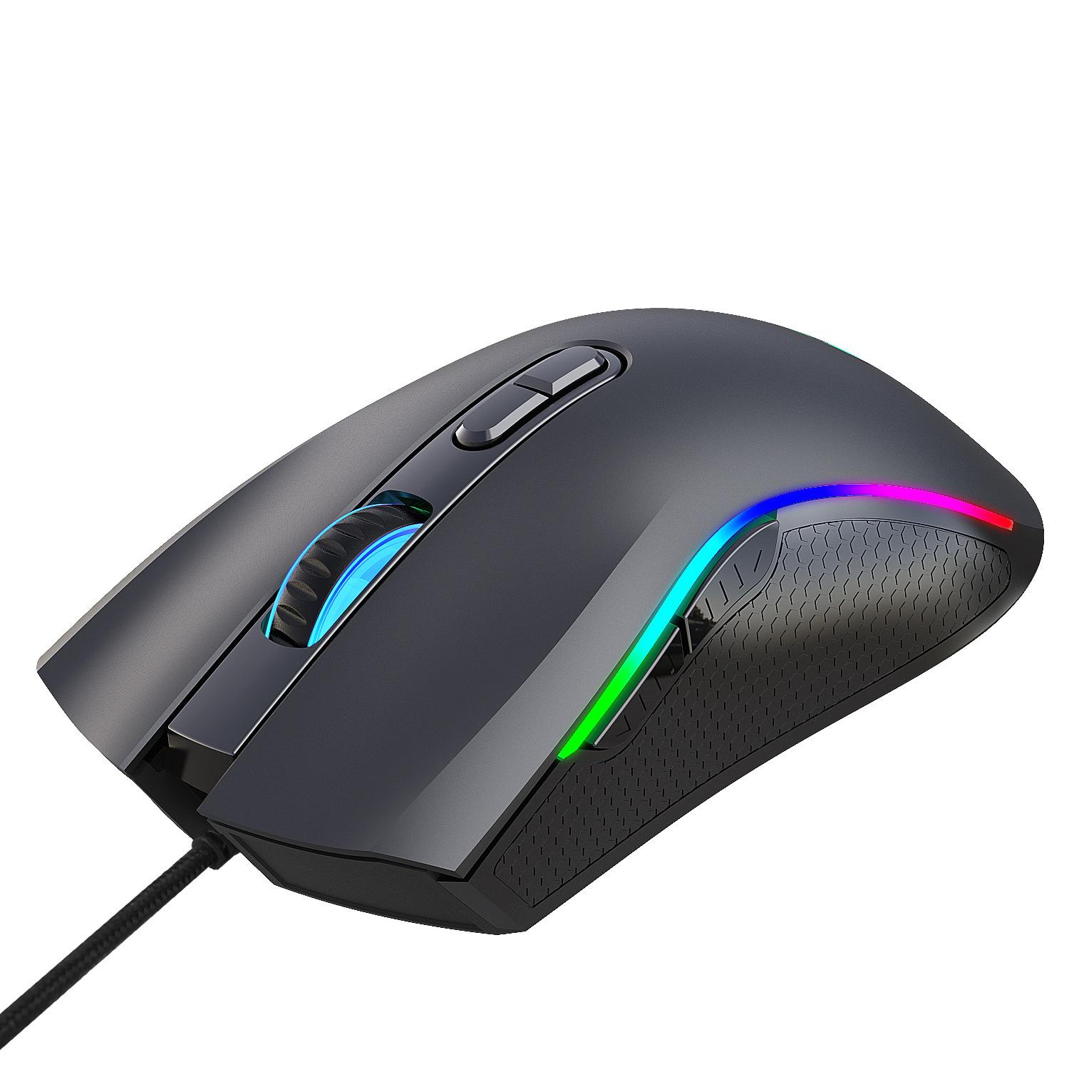 Hongsund Mới Lập Trình Macro RGB 7200DPI Dạ Quang Chuột Chơi Game Điện Tộc Cáp Chuột 6 Dpi Tập Tin Có Thể Điều Chỉnh Chuột Chơi Game