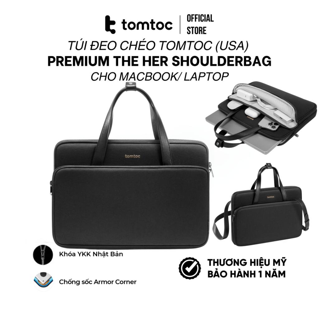 Túi đeo chéo Tomtoc Premium Theher ShoulderBag cho Macbook và Laptop 13&quot;14&quot; - Hàng chính hãng