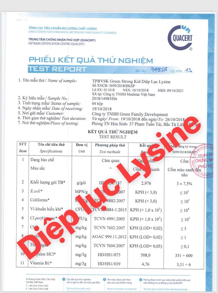 Thực phẩm chức năng bảo vệ sức khỏe Diệp lục lysine + Tặng kèm vòng tay Phong Thủy Cực Chất